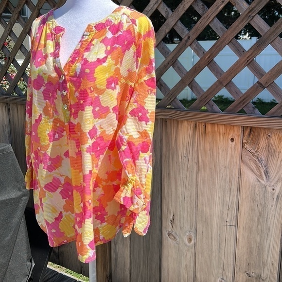 Hearts of Palm Watercolor Pansies Top Size 14 - Picture 3 of 8